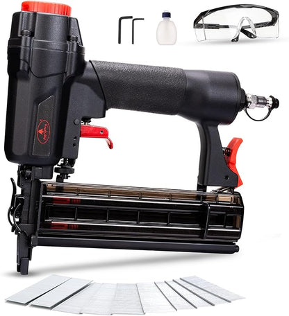 AEROPRO Tools Pneumatic Brad Nailer, 18 Gauge 2 in 1 Air Brad Nail Gun and Staple Gun with 1000pcs Nails for Upholstery, DIY Project, Woodworking