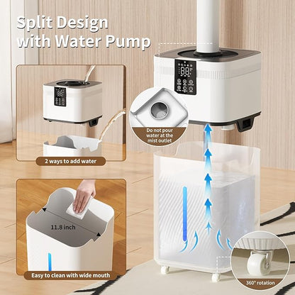 30L Commercial Humidifier for Large Room up to 4200 sq ft, Smart Cool Mist Humidifier with Precision Sensor, Top Fill, 360° Nozzle for Home, Office, Plants