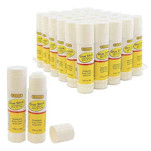 BAZIC Products Glue Stick 8g/0.28 Oz, White Glue Sticks, Acid Free for Photos Paper Art Craft at School Home Office (30/Pack), 20-Pack