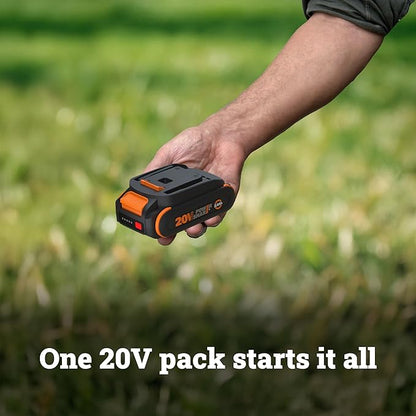 WORX Brad Nailer Cordless, 20V 18 ga Brushless Nail Gun Cordless, High Driving Power, Up to 2-⅛" into Hardwood, Narrow Nose, 3 LEDs, 3000 Nails & 20V 2.0 Ah Battery and Charger Included, PowerShare