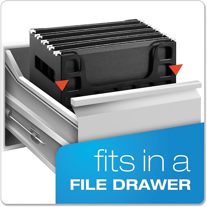 Pendaflex Portable Desktop File, Side Handles, Hanging File Folders, Tabs & Inserts, Letter Size, 9-1/2 x 12-3/16 x 6 Inches, Black (23013)