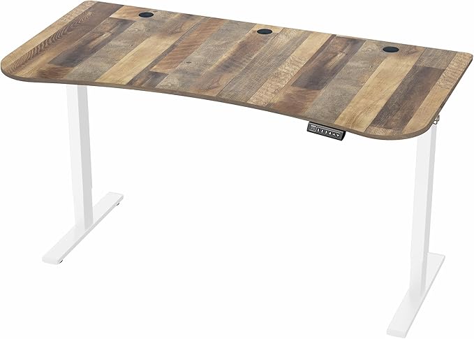 VIVO Electric 63 x 32 in Standing Desk, Memory Height Adjustment, 1B Series, Reclaimed Wood Top White Frame, DESK-KIT-1W1P