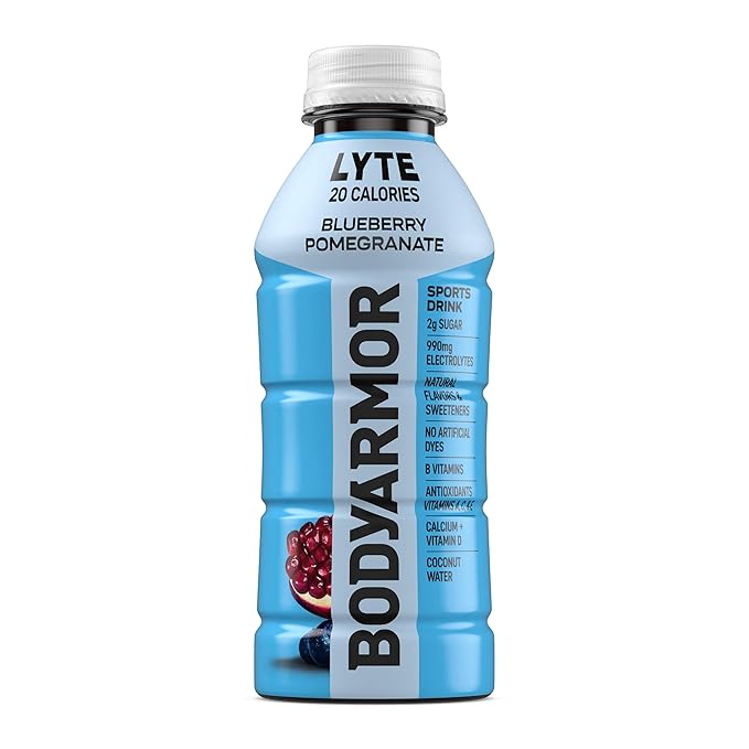 BODYARMOR LYTE Sports Drink Low-Calorie, Blueberry Pomegranate, Low-Calorie, Coconut Water, Natural Flavors, Vitamins, Electrolytes, 16 Fl Oz (12 Pack)