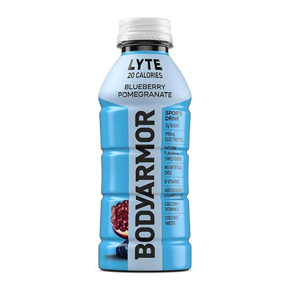 BODYARMOR LYTE Sports Drink Low-Calorie, Blueberry Pomegranate, Low-Calorie, Coconut Water, Natural Flavors, Vitamins, Electrolytes, 16 Fl Oz (12 Pack)