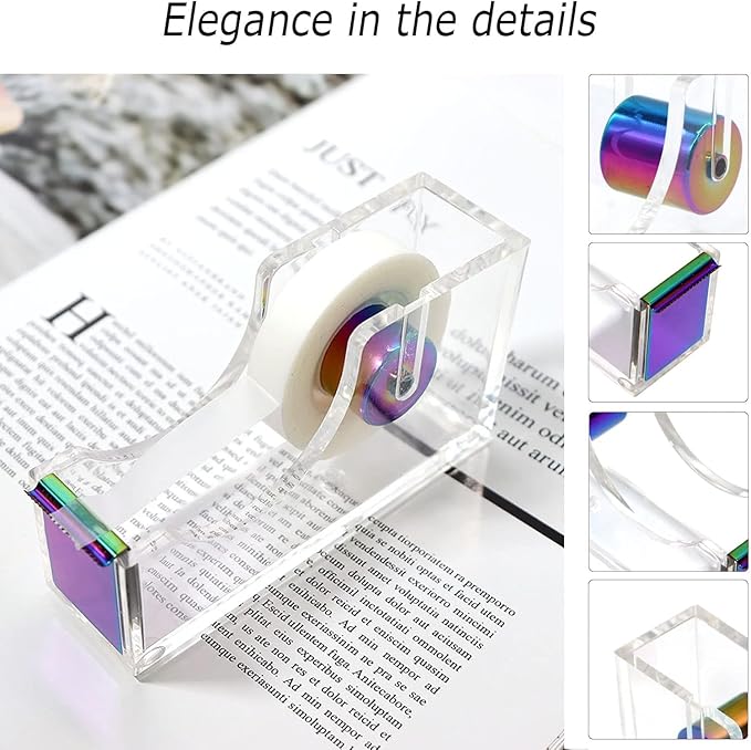 Desk Organizers and Accessories 7Pcs Set with 360-Degree Rotating Pen Holder, Acrylic Stapler, Tape Holder, Staple Remover, Binder/Paper Clips Kit, Scissor and 1 Box of Staples
