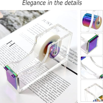 Desk Organizers and Accessories 7Pcs Set with 360-Degree Rotating Pen Holder, Acrylic Stapler, Tape Holder, Staple Remover, Binder/Paper Clips Kit, Scissor and 1 Box of Staples