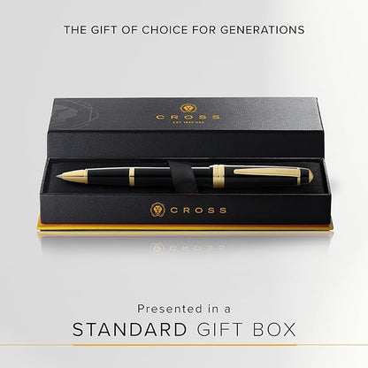 Cross Bailey Light Refillable Rollerball Pen Presented in a Everyday Gift Box - Medium Point, Black Ink, Polished Black