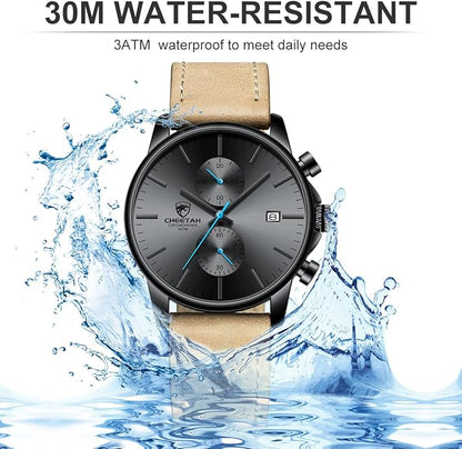 GOLDEN HOUR Mens Watch Fashion Sleek Minimalist Quartz Analog Mesh Stainless Steel Waterproof Chronograph Watches for Men with Auto Date