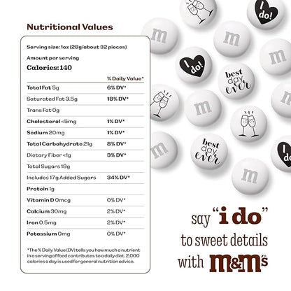 M&M’S WORLD Milk Chocolate Wedding Candy Favors (20 pack), Perfect for Wedding Reception Favor, Bridal Favors, Rehersal Dinner and Wedding Table Décor