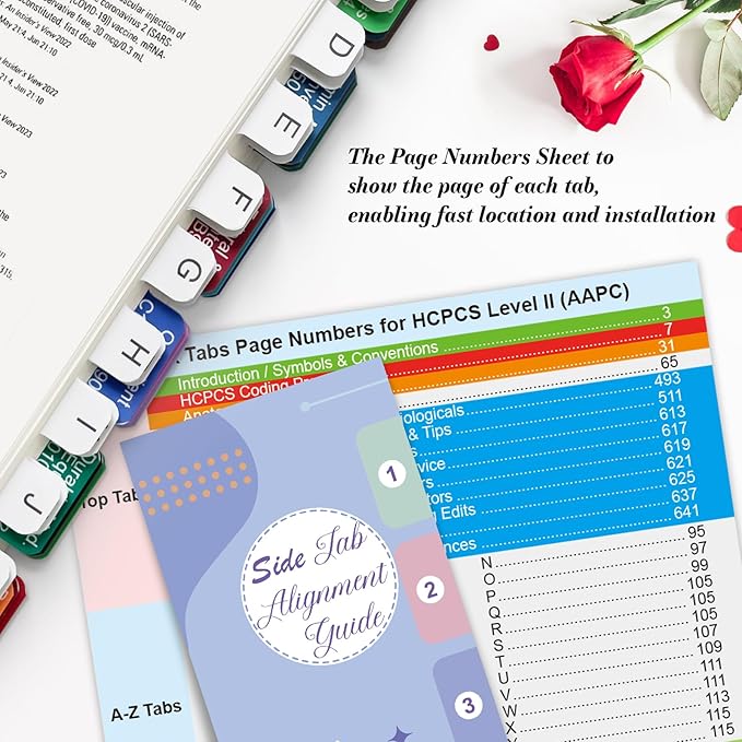 Index Tabs for AAPC Version HCPCS Level II 2025, Upgraded Complete Book Tabs Set (Book not Included), Color-Coded Tabs for Every Chapter with Code Ranges, Laminated & Waterproof & Repositionable