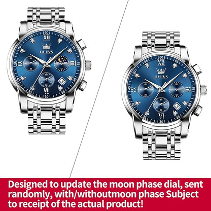 OLEVS Men's Luxury Watch Waterproof Luminous Easy Read Chronograph Watches Full Gold/White Dail/Black Face with Calendar Wristwatch