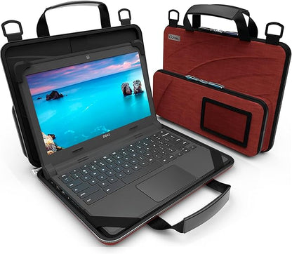 UZBL 11-11.6 Inch Always-on Chromebook Protective Hard Case with Accessory Pouch and Adjustable Shoulder Strap