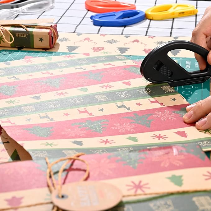 EHDIS Wrapping Paper Rolls Cutter,Gift Wrap Cutter,Wrapping Paper Cutter Straight and Smooth Cutting Wrapping Paper Cutter for Christmas Birthday Holiday,Snitty Safety Vinyl Film Cutter-4 PCS