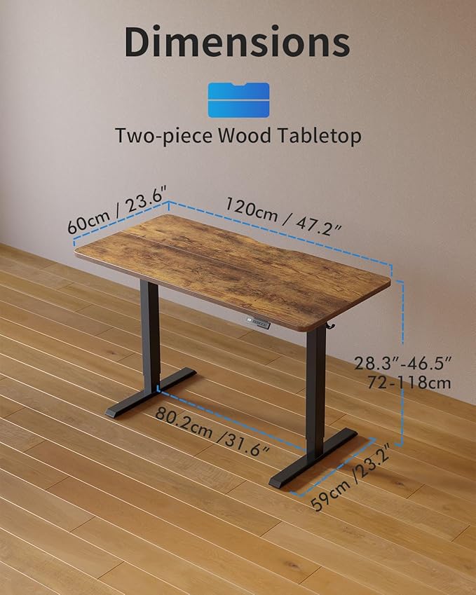 FEZIBO Electric Standing Desk, 48 x 24 Inches Height Adjustable Stand up Desk, Sit Stand Home Office Desk, Computer Desk, Rustic Brown
