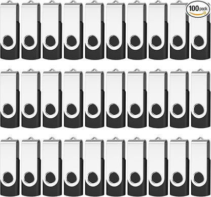 AreTop 16GB Flash Drive 100 Pack, USB 2.0 Swivel Thumb Drives Bulk USB Memory Stick Jump Drive Flash Drives Bulk (100 Pack 16GB,Black)