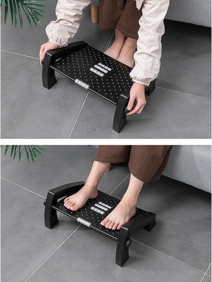 Under Desk Foot Stool Roller Massager Height Adjustable Ergonomic Footrest with Anti Slip Design for Home Office Dorm Plastic 42x31x19.5cm