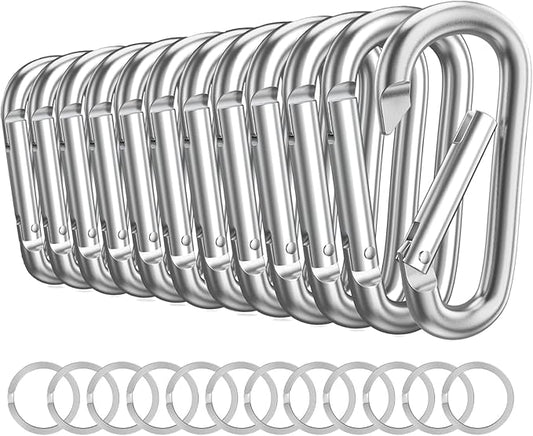 Carabiner Keychain Clip -3" Aluminum Carabiner D Ring, Caribeener Clips, Spring Snap Hook for Keychain Clip