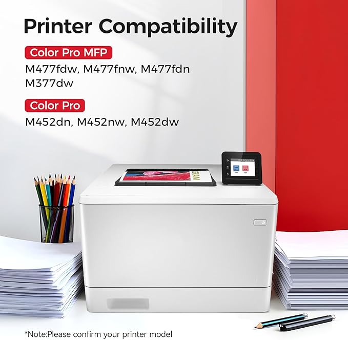 410A Toner Cartridge 4-Pack High Yield Replacement for HP 410A CF410A CF411A CF412A CF413A Compatible with HP Color Laserjet Pro MFP M477fdn M477fdw M477fnw M452dn M452dw M452nw M377dw Printer Black