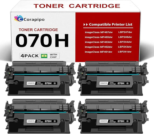 070H/070 High Yield Compatible Toner Cartridge Replacement for Canon 070 CRG-070 CRG070H Use with ImageCLASS MF465dw MF462dw LBP247dw LBP246dw LBP243dw Printers|4Pack,Cartridge 070H