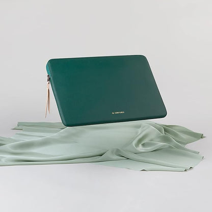 Comfyable Slim Protective Laptop Sleeve 14 Inch Snugly Compatible with MacBook Pro 14-inch M4 M3 M2 M1 Pro/Max 2024, PU Leather Bag Waterproof Cover Notebook Computer Case for Mac, Green