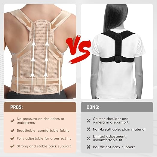 Posture Corrector for Women & Men, Adjustable Back Brace Shoulder Straightener, Full Back Support for Upper & Lower Back Pain, Hunchback, Scoliosis Relief (Medium, Beige)