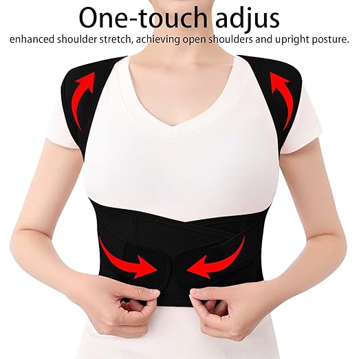 Posture Corrector for Women and Men Back Brace Support Device Shoulder Straightener Hunchback Adjustable Upper Comfy Correction Lightweight Pain Relief Scoliosis Lumbar Spine Upgraded Black