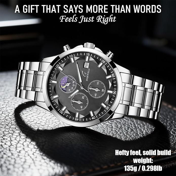 Distinctive Mens Analog Chronograph Watches with Auto Date & Multi Subdials, Fashion Casual Sport Quartz Wrist Watches with Luminous, 3ATM Waterproof, Valentines Day Gifts for Him, Boyfriend, Husband, Dad