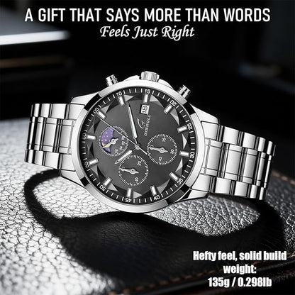 Distinctive Mens Analog Chronograph Watches with Auto Date & Multi Subdials, Fashion Casual Sport Quartz Wrist Watches with Luminous, 3ATM Waterproof, Valentines Day Gifts for Him, Boyfriend, Husband, Dad