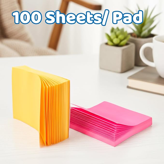 Eaasty 12000 Sheets, 120 Pack Sticky Notes 3x3 Inch Bright Colors Self Stick Pads Bulk 5 Bright Colors 100 Sheets/pad Colorful Post Stickies for Walls Doors Windows Notebook Office Home School Meeting
