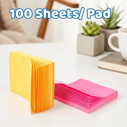 Eaasty 12000 Sheets, 120 Pack Sticky Notes 3x3 Inch Bright Colors Self Stick Pads Bulk 5 Bright Colors 100 Sheets/pad Colorful Post Stickies for Walls Doors Windows Notebook Office Home School Meeting