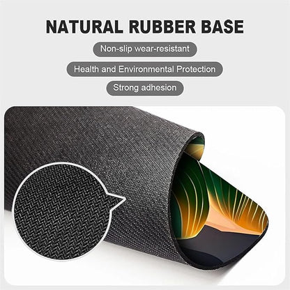Square Mouse Pad Tropical Leaf & Mountain Sunset, Personalized Premium-Textured Custom Mouse Mat Design, Washable Mousepad Cloth, Non-Slip Rubber Base Computer Mouse Pads for Wireless Mouse