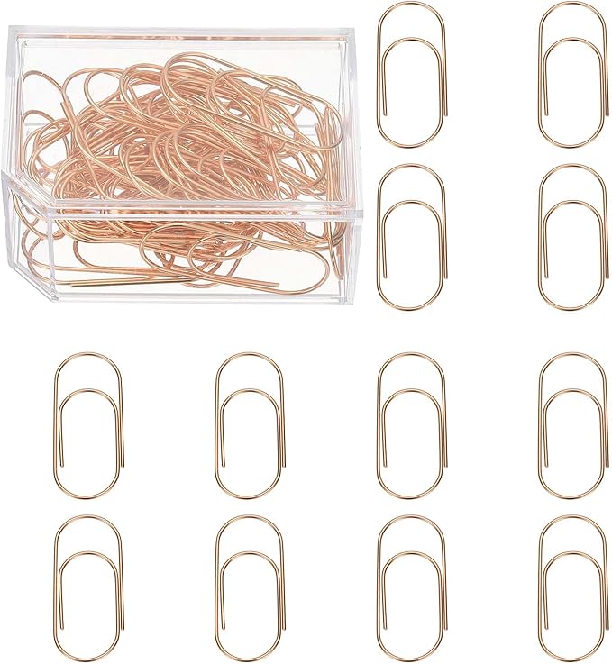 PATIKIL 50 Pcs Paper Clip, 2inch Non-Skid Metal Paper Clamp Clips Large for Office Supplies Craft Scrapbook Document Note Sorting, Electroplating, Rose Gold