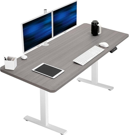 VIVO Electric 60 x 24 in Standing Desk, Memory Height Adjustment, 1B Series, One-Piece Dark Gray Top, White Frame, DESK-KIT-1W6G