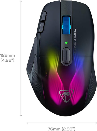 Turtle Beach Kone XP Air Wireless Customizable Ergonomic RGB Gaming Mouse, Bluetooth, 19K DPI Optical Sensor, 100-hour Battery & Charging Dock, 29 Programmable Inputs & RGB Lighting, 4D Wheel – Black