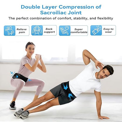 Sacroiliac Hip Belt for Women and Men, Adjustable Breathable Hip Brace, Sciatica Pain Relief Devices, Trochanter Brace for Relieving Lower Back Pain, Sacroiliac SI Joint Pelvic Pain & Sciatica