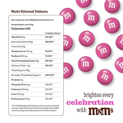 M&M’S WORLD Dark Pink Milk Chocolate Candy - 2lbs of Chocolate Candy Bulk in a Resealable Pack, For Valentine's Day, Birthday Party Favors, Weddings, Graduation and More