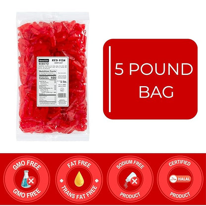 Kervan Candy Bebeto Red Fish Gummies - Fruity, Soft & Sweet Gummy Candy Bulk for Kids, Gift Snacks and Parties - Red Fish Gummy Candy Big Party Size Bag (5 lbs)