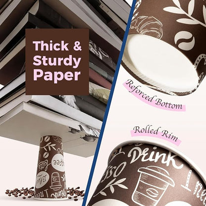 Fit Meal Prep 20 oz Coffee Cups 500 Count, Leak-Proof Hot Cup, Disposable Paper Coffee Cup Bulk for Hot/Cold Beverage, Durable Thickened Paper Cups for Party, Office, Bussines, Home, Bistros