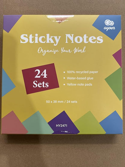 2400 Sheets Sticky Notes - 2 x 1.5 Notes Pads, Small Self-Adhesive Notes, Yellow Self-Stick Pads for Office Supplies, School, Home (24 Pack)