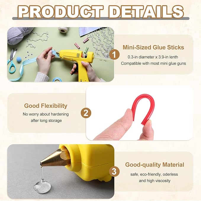 HARFINGTON 30pcs Mini Glue Stick 0.3"x3.9" High-Stick Hot Glue Gun Sticks Hot Melt Adhesive Strip for DIY Craft Sealing Repair Festival Decoration, Clear