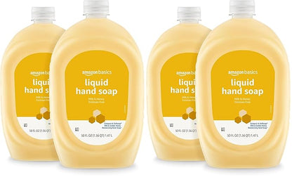 Amazon Basics Liquid Hand Soap Refill, Milk and Honey Scent, Triclosan-Free, 50 Fluid Ounces, 4-Pack (Previously Solimo)