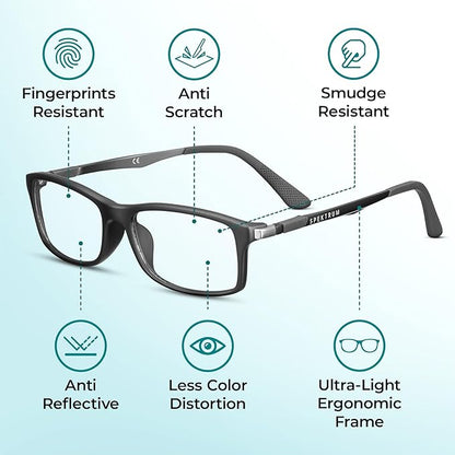 Prospek Blue Light Reading Glasses Men DYNAMIC +1.00 Diopters - High Optical Quality Lenses - Regular Size