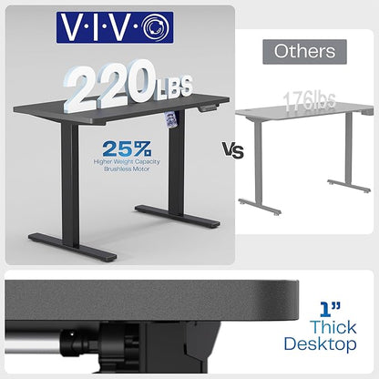 VIVO Electric 43 x 24 in Standing Desk, Memory Height Adjustment, 1B Series, Black Top, Black Frame, DESK-1B4B