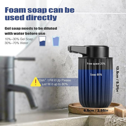 Automatic Soap Dispenser Foaming Touchless: 9oz Plastic Black - Rechargeable Electric Smart Auto Foam Soap Dispenser - Bathroom Kitchen Hand Dish Lotion