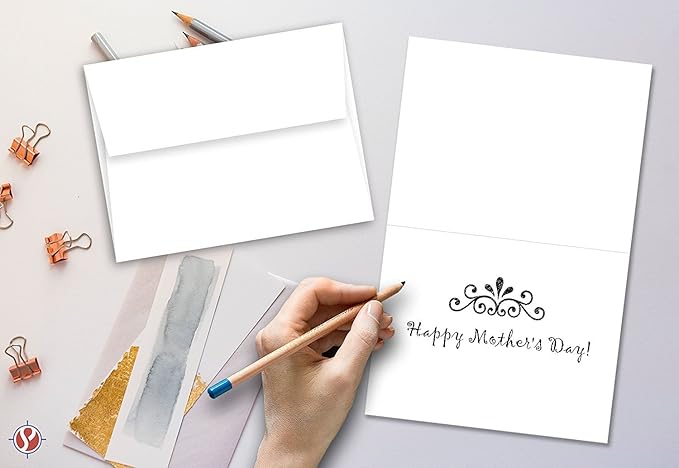 Greeting Cards Set - 5x7 Blank White Cardstock and Envelopes | Perfect Card Stock for Invitations, Bridal Shower, Birthday, Gift, Invitation Letter, Weddings | 65 Cover - Set of 50
