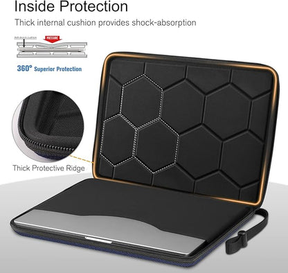 FINPAC 15.6-inch Hard Laptop Sleeve Case Compatible with 15.6 Inch Acer Aspire, Shockproof Computer Carrying Case for HP Dell Razer Samsung Laptop Chromebook, Navy