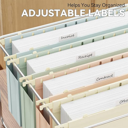 Extra Capacity Legal Size Plastic Hanging File Folders,Reinforced 2" Pastel Expanding Pocket,12 Pack Legal Hanging Folders for Filing Cabinet,Expandable Hang Folder with tabs,for Office School