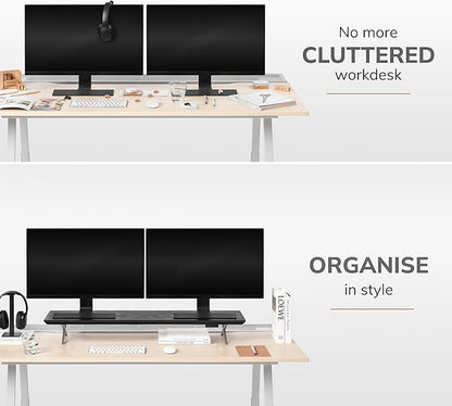 Anji Mountain Monitor Stand - Desktop Organizer & Laptop Riser, Ergonomic Monitor Riser, Space-Saving Monitor Stand for Desk, Durable Construction, Easy Assembly, Ideal for Home & Office,Black
