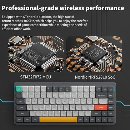 nuphy Air75 V2 Portable 75% Mechanical Keyboard,Wireless Keyboard,Supports Bluetooth/2.4G/USB-C RGB Gaming Keyboards,Compatible with Windows/Mac OS/Linux Systems Grey-Gateron Moss Switch