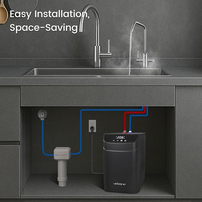 Under Sink Instant Hot Water Dispenser with 2-in-1 Hot & Cold Faucet, 3.4Qt Tank, Digital Temperature Control 113–208°F, Low Noise and Energy-Saving & Child Safety Lock for Kitchen or Office